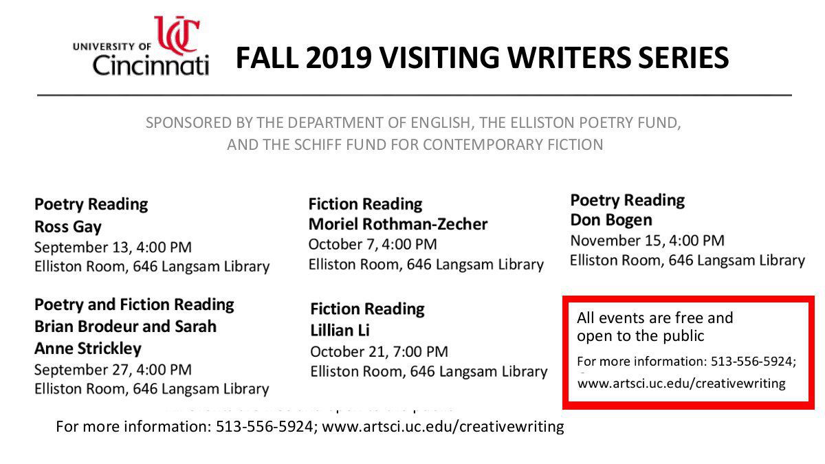 Fall 2019 visiting writers series image